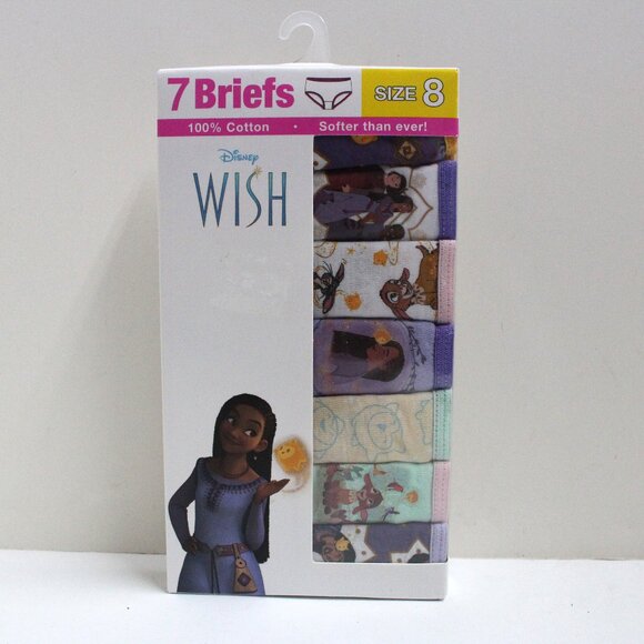 7 Pair Girls NWT 100% Combed Cotton Disney Wish Size 8 Briefs - Picture 1 of 7